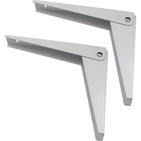 Support D'étagère Pliable en Acier Laminé à Froid Blanc 2pcs, Robuste Étagères Murales en Bois, Cuisine ou Usage Professionnel (1/5)