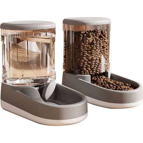 Distributeur automatique de nourriture pour animaux, distributeur chats, distributeur d'eau chats de 2,1 kg et distributeur d'eau pour chiens de 3,8 L, par gravité (1/5)