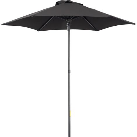 Parasol hexagonal de balcon Ø196 cm, idéal pour la plage, le balcon ou le jardin, noir.