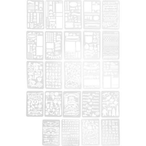 24 Pièces Gabarits de Peinture Creux en PET pour Dessin et Loisirs Créatifs DIY (1/5)