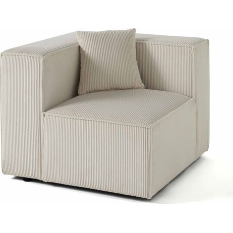 Arty - module d'assise gauche - en velours côtelé - beige (1/5)