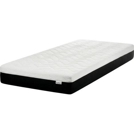 Matelas en Mousse de Gel Ferme avec Housse Amovible Fermeture Éclair 90 x 200 cm en Polyester Blanc et Noir Spongy (1/5)