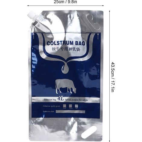 Conditionnement de colostrum de veau de qualité alimentaire (4 L), sachet de conservation pour remplissage et stockage frigorifique. (1/5)