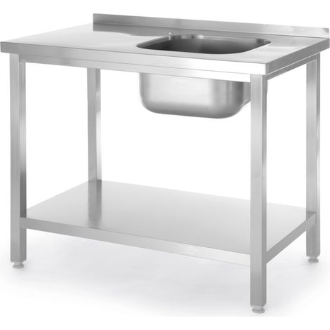 Table d'évier avec étagère, vissée - 600x800xH875 mm - Ref 816998 - Hendi