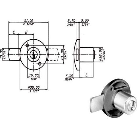 Cerradura para muebles con pestillo lateral 2131 Meroni