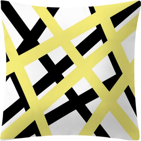 Housse De Coussin - Polyester Jaune 45cm - Motif Géométrique - Pour Salon Chambre Voiture - 1 Pièce (1/5)