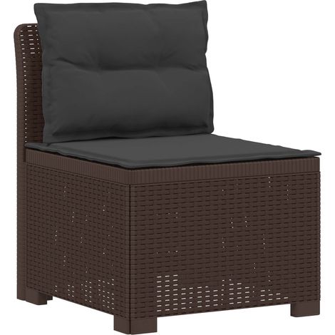 vidaXL Sillón Individual de Jardín con Cojines Apariencia de Ratan PP (1/2)