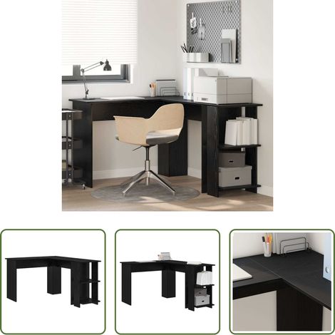 vidaXL Bureau en bois d'ingénierie - Bureau d'angle Chêne noir 140 x 113,5 x 75 cm Bois d'ingénierie (1/5)