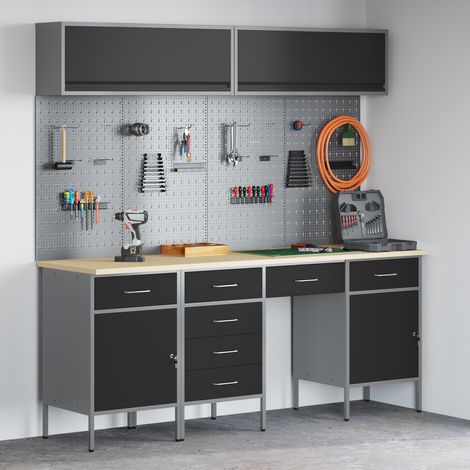 10 Piece Work Bench Set Black Steel vidaXL (1/5)