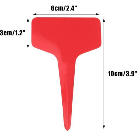 Rare Gem 100 Mini Étiquettes pour Plantes en Plastique en Forme de T, Étiquettes de Marquage pour Plantes, 6 x 10 cm, Utile pour Tous les Jardiniers Rouge (1/5)