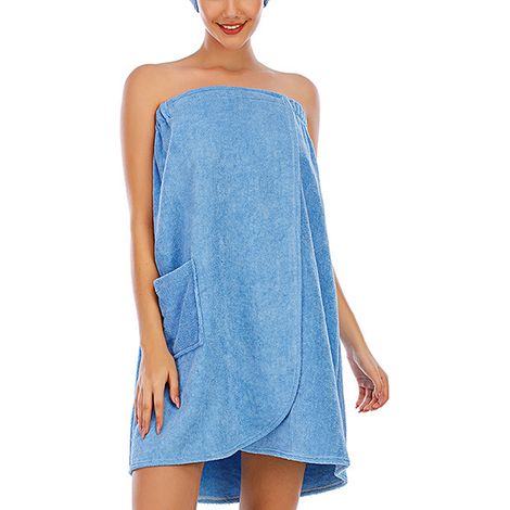 Robe De Bain En Microfibre - Absorbante Rapide - Longueur Genou - Poches Latérales - Pour Femme - 1 Pièce (1/5)