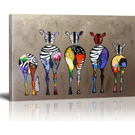 Pintura en lienzo de Banksy: Manada de cebras, traseros coloridos, arte callejero, grafiti, decoración artística, impresión sobre lienzo, pintura moderna para sala de estar, decoración de pared, marco (1/5)