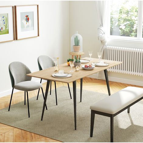 Ausziehbarer Esstisch 120/160 x 75 x 77 cm für 6-8 Personen, MDF Natur HAVRYA (1/5)
