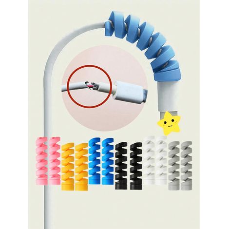 Manchons spiralés en silicone : 12 pièces pour câbles de charge de téléphone, compatibles Apple et Android, protecteurs anti-rupture, accessoires pour chargeur, couleurs mixtes aléatoires (1/5)