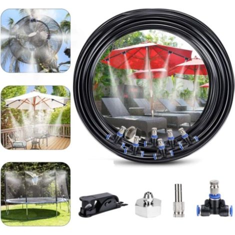 YMYNY Système de brumisation de refroidissement 18 m (59 pi) avec 20 buses de brumisation en laiton et adaptateur en laiton (3/4 po) pour arrosage de terrasse, jardin, serre