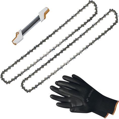 Kettensäge Zubehör - 2x Sägekette 37cm Rapid Micro Ersatzkette + 2in1 Feilenhalter mit Feile 4,8mm (1/4)