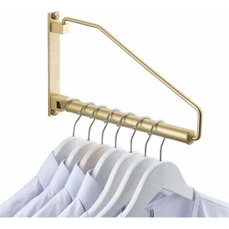 Étendoir Mural Pliable, NEWRAIN Support de Séchage Pliable Crochet Cintre pour Balcon, Salle Bains, Chambre, Coucher de Blanchisserie (Or) (1/5)
