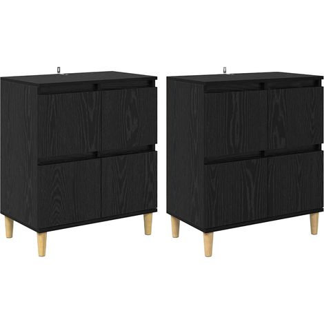 2 pcs Buffet,Meuble de Rangement,Bahuts Chêne noir 60 x 35 x 70 cm Bois d'ingénierie CFW918945 (1/5)