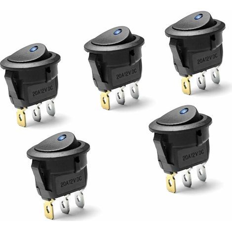 Pcs DC 20A 12V Rond Interrupteur à Bascule pour Voiture Bateau avec LED Bleu (1/4)