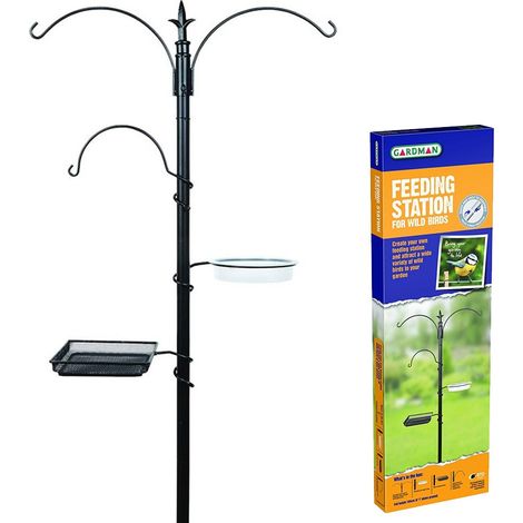 Gardman Wild Bird Feeding Station Heavy Duty Bird Feeder 3 Hooks Bird Bath Tray