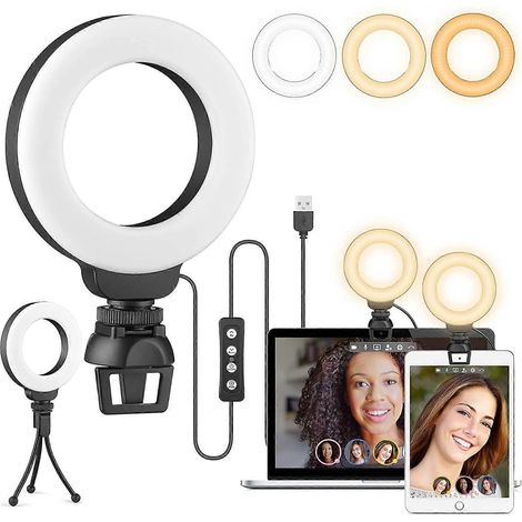 4-Zoll-Ringlicht, geeignet für Laptops mit Ständer (ausgenommen Mobiltelefone und Computer). (1/5)