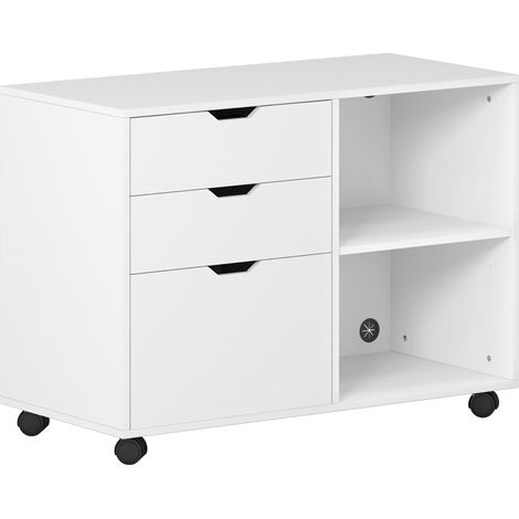 SOGES Caisson de Bureau à Roulettes Caisson de Rangement Rangement de Dossiers pour Dossier Verrouillable 3 Tiroirs Mobile à Tiroirs,79.5 x 40 x 62.5 cm,Blanc (1/5)