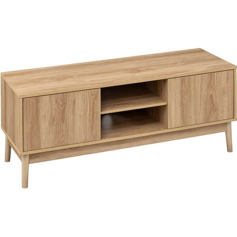 Five Simply Smart – Meuble TV Liam 2 portes et 2 niches – Bois panneaux de particules – Dimensions 120x39x48 cm – Charnières avec amortisseur
