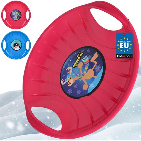 KOTARBAU® 2 pièces Luge - PVC - 60 cm - Luge Enfant - Bleu & Rose - Sled - Poignées Ergonomiques - et Adulte - Traineau à Neige - Résistant - Facile à Transporter (1/5)