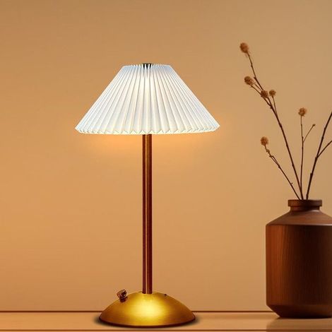 Lampe de bureau rechargeable plissée – lampe portable LED – éclairage doux tricolore pour chambre, salon et restaurant,Blanc (1/5)