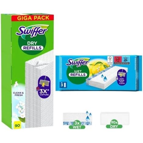 Swiffer Wet & Dry Bodenreinigungstücher 90 trocken + 3 nass