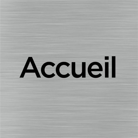 Pictogramme Accueil (Q1004). Signalisation Porte 150 x 150 mm. Autocollant souple ou plaque alu brossé 2 mm ep. - Adhésif aspect aluminium brossé (1/5)