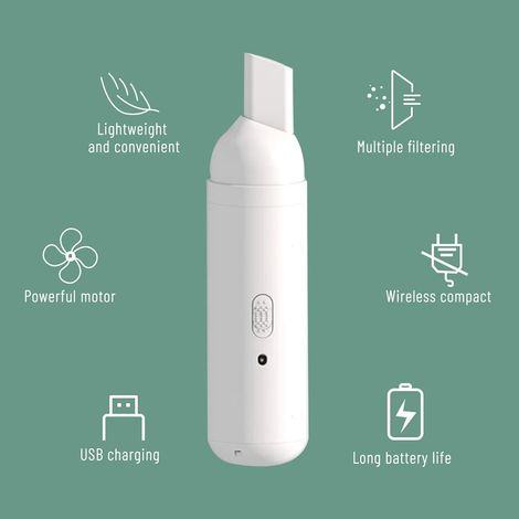 Aspirateur de bureau portable rechargeable pour clavier de table, aspirateur de bureau pour miettes, poils d'animaux, tapis sans fil pour maison, dortoir, clavier et tapis (1/4)