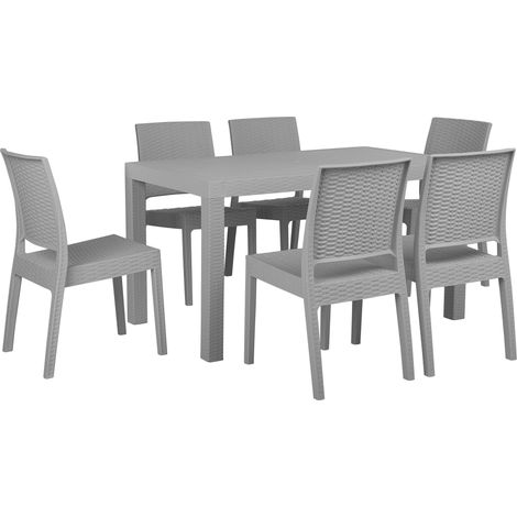 Garden Dining Set 6 Seater FOSSANO Light Grey (1/5)