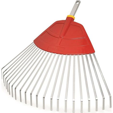Rastrillo de jardín WOLF-Garten UF-M, acero de alta calidad, color rojo y plata, ideal para trabajos de jardinería, diseño ergonómico y duradero para un rastrillado eficiente.