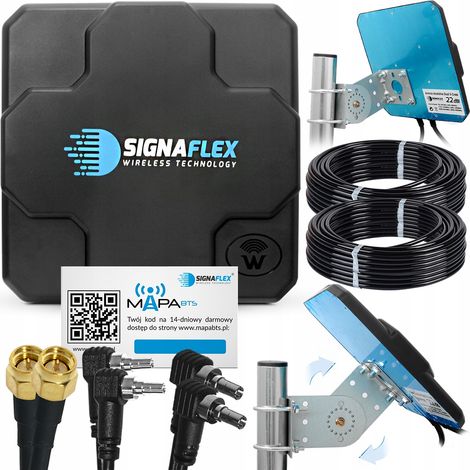 Kit d'antenne FM Signaflex X-CROSS 2x22dBi 10m + connecteur SMA + CRC9 + TS9 + schéma de câblage BTS