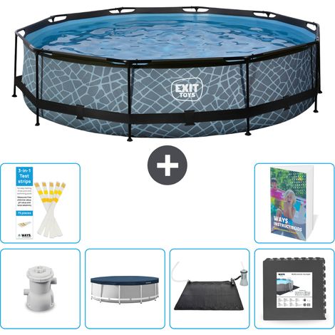 Exit Pool Rund - Steinoptik - 360x76 cm - 7-teilig S227