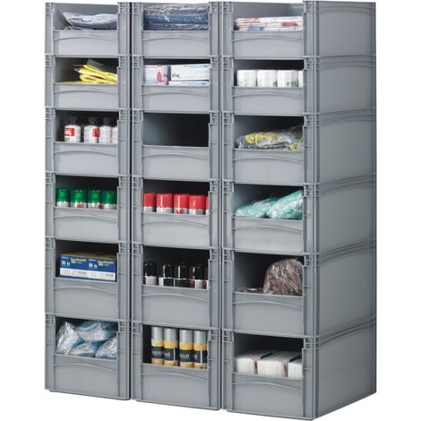 KKE – Bac gerbable demi-ouverture 600x400x320mm – Polypropylène résistant – Charge max 300kg – Conforme norme Europe