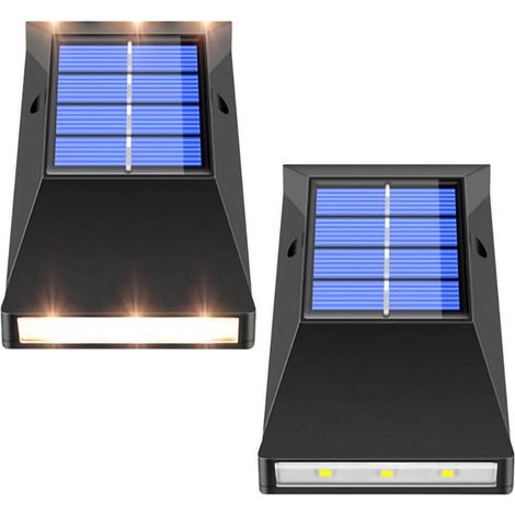 LEMROE appliques murales solaires LED Up & Down Light IP65 éclaire vers le haut et bas applique murale solaire lumière blanche Lot de 6 LED (1/5)