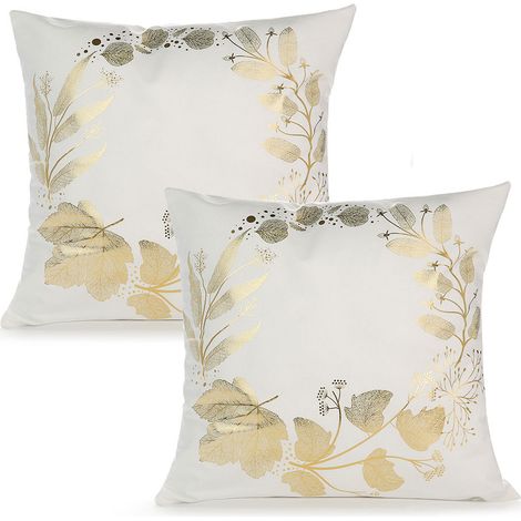 Lot de 2 taies d'oreiller dorées chaudes pour canapé, ultra douces et moelleuses (garniture non incluse). (1/5)