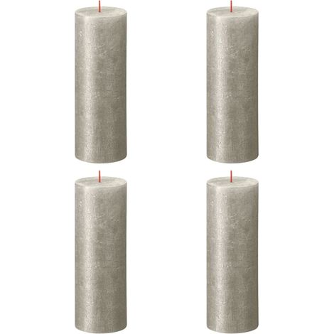 BOLSIUS - Candela rustica a pilastro luccicante - Champagne - 19 cm - Confezione da 4 -Non gocciolante - Candele non profumate - 85 ore (1/2)