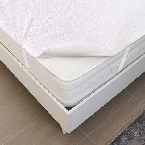 Matratzenschoner 80x200 aus Baumwollfrottee, atmungsaktiv und wasserdicht, weiß