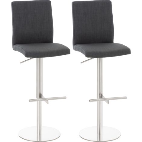 2er Set Barhocker Cadiz Stoffbezug edelstahl dunkelgrau