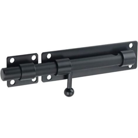 Loquet de Porte à Boulon (Cadenas Non Compris)Coulissant Verrou de Porte à Barillet Serrure de Porte Extérieur avec Trou pour Cadenas, Noir Mat en Acier Inoxydable (1/4)