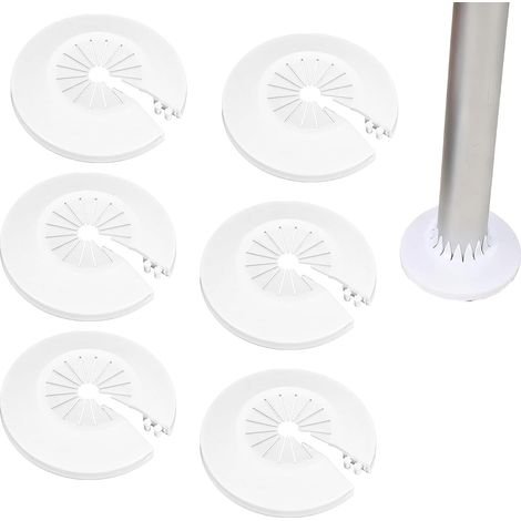 6 Pièces Cache Tuyau Radiateur, Tuyau Radiateur Universel 30-55 mm, Capuchon en Polypropylène, Convient Aux Tuyaux d'Eau Chaude et Froide, Aux Tuyaux Gaz et Aux Conduits (Blanc) (1/5)