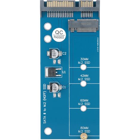 Carte adaptateur/convertisseur NGFF M.2 vers SATA, interface de type B, carte bleue pour disque SSD. (1/5)