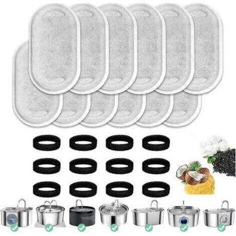 Filtre Fontaine Chat, 24 Packs Filtre Fontaine Eau Chat, Filtre à Charbon 12 Pièces Et Une éponge en Mousse 12 Pièces, Filtre en Mousse De Remplacement Filtre pour Fontaine à Eau pour Chat. (1/4)