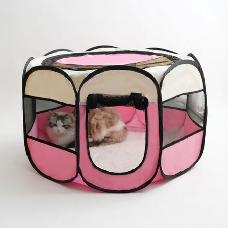 Cage de maternité pliable pour chat rose 85 x 85 x 58 cm modèle 5