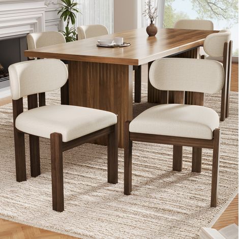 Set 2 sedie da pranzo 54x54x79 cm legno noce, tessuto bouclé - MEUBLIV (1/5)