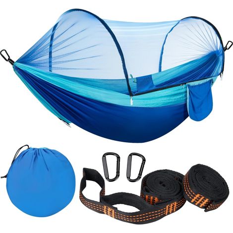 Ultraleichte Moskitonetz-Hängematte mit 300 kg Tragkraft  Atmungsaktive Hängematte mit Gestell  Schnelltrocknendes Fallschirm-Nylon für Outdoor-Aktivitäten wie Camping, Wandern, Gartenarbeit und Spazi