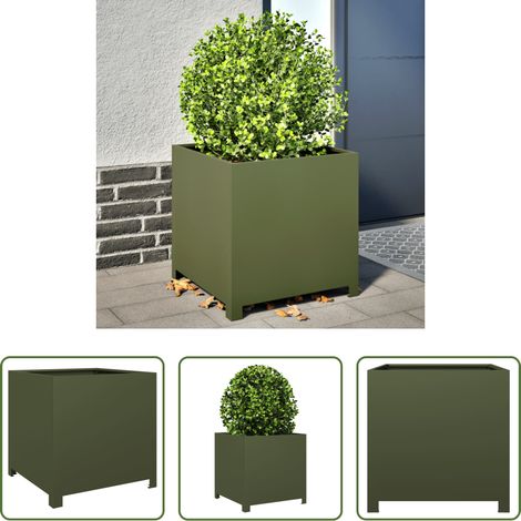 Jardinière vert olive - Jardinière vert olive 50x50x50 cm acier (1/5)
